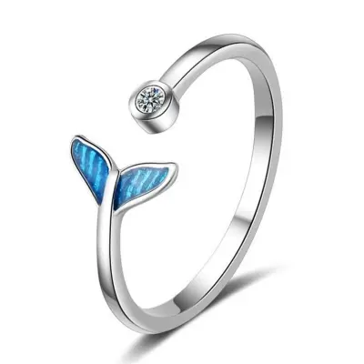 Picture of Crystal Whale Tail Open Ring Women