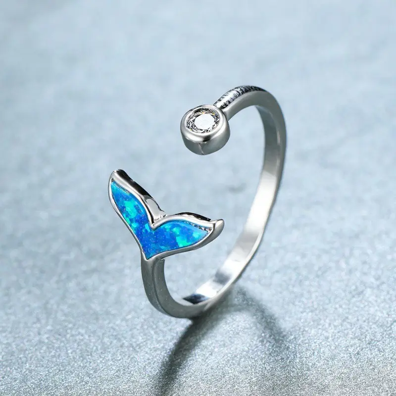Picture of Crystal Whale Tail Open Ring Women