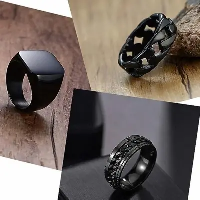 Picture of Stainless Steel Chain Rotation Decompression Ring Men Rings