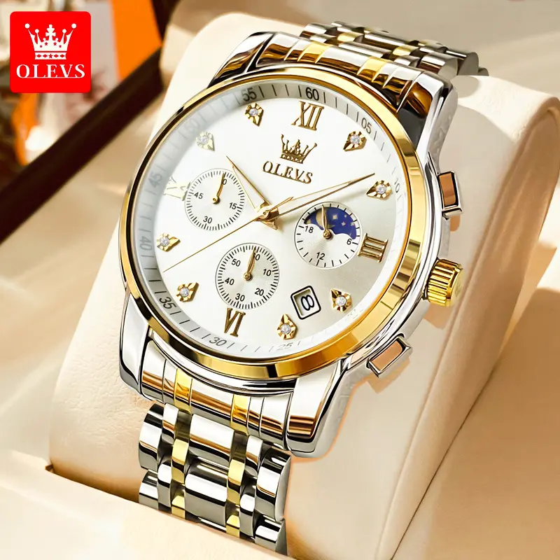 Picture of OLEVS Watch For Men Waterproof Business Dress Analog Quartz Calendar Wristwatch Luxury Brand Date Sport Leather Luminous Clock