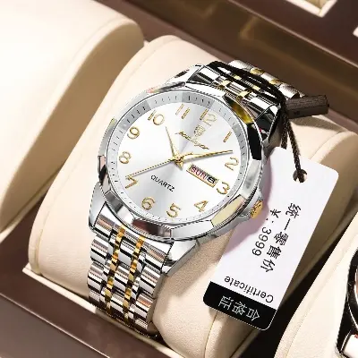 Picture of High-End Men’s Fashion Watch with Brown Leather Strap and Gold Finish