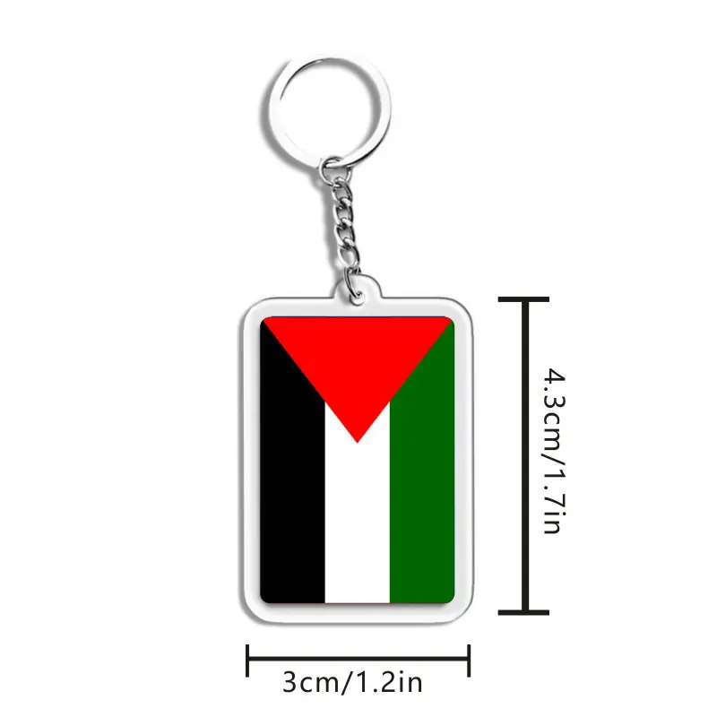 Picture of Flag Keychain Palestinians Flags Key Ring - Double Sided Acrylic D Shape Car Key chain Gifts