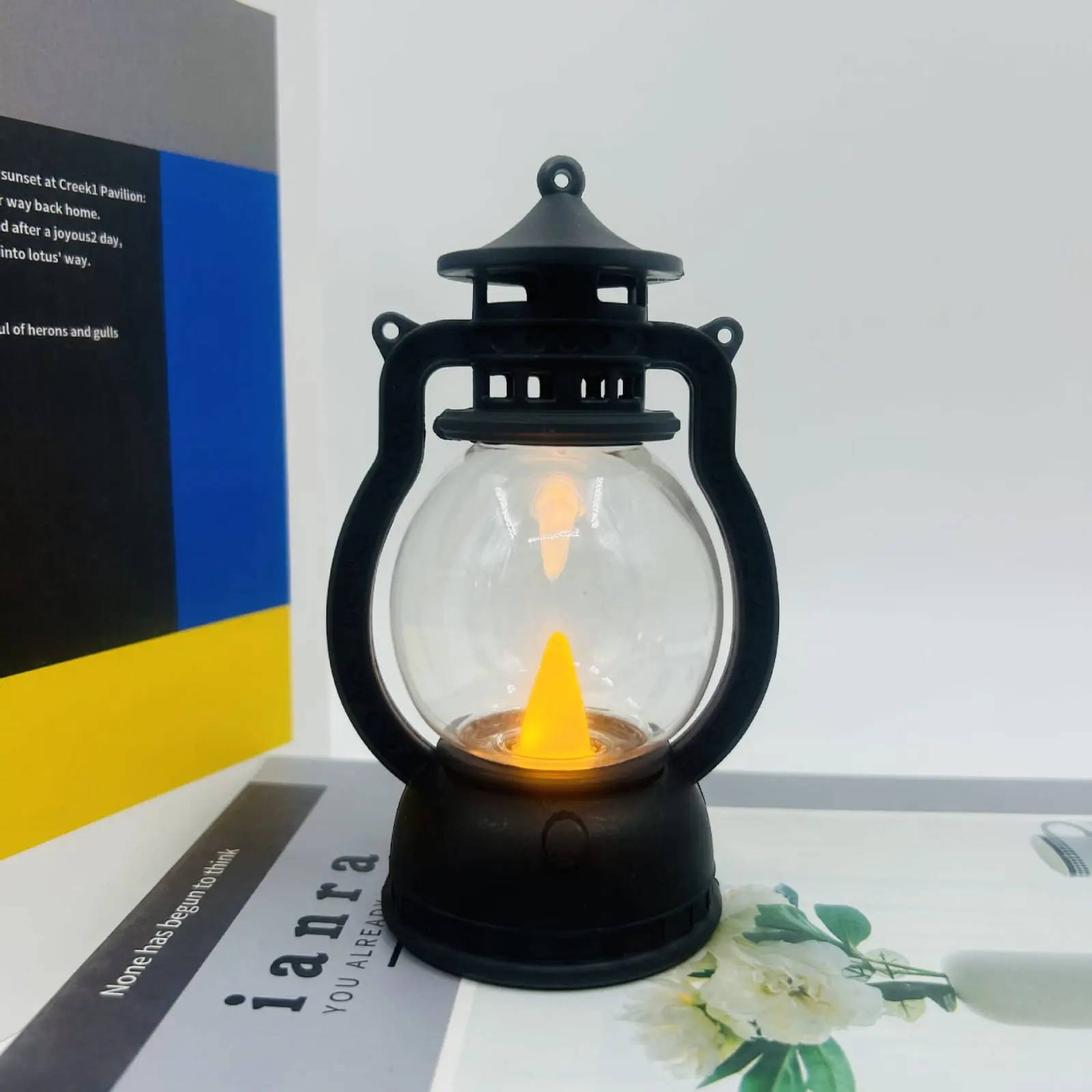 Picture of Vintage LED Lantern Light, Battery Operated, Waterproof Hanging Lantern for Outdoor Garden