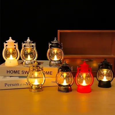 Picture of Vintage LED Lantern Light, Battery Operated, Waterproof Hanging Lantern for Outdoor Garden