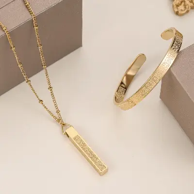 Picture of 2 Pcs Set Ayatul kursi Color Granted Silver Necklace For Men