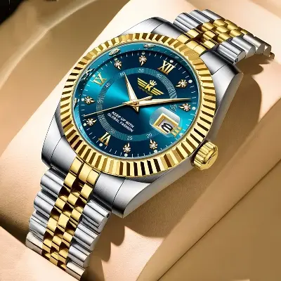 Picture of High-End Men’s Fashion Watch with Brown Leather Strap and Gold