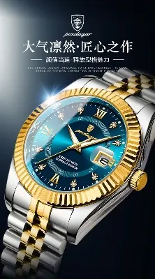 Picture of High-End Men’s Fashion Watch with Brown Leather Strap and Gold