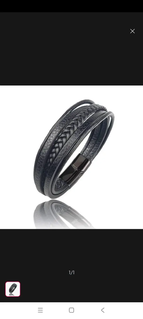 Picture of Men's Women Leather Bracelet Stainless Magnet Special Birthday Gift Bracelet Gif