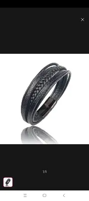 Picture of Men's Women Leather Bracelet Stainless Magnet Special Birthday Gift Bracelet Gif