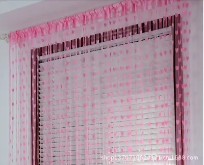 Picture of Pink  colour Love Heart Shaped Net Curtain/Porda