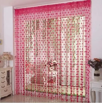 Picture of Pink  colour Love Heart Shaped Net Curtain/Porda