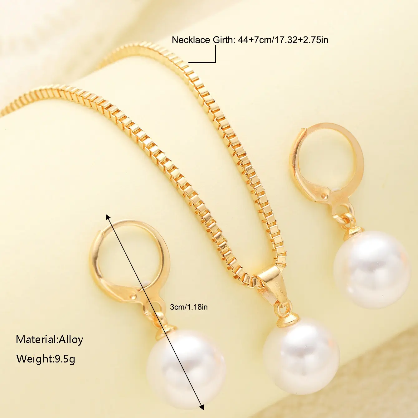 Picture of 3 Pcs Round Pearl Jewelry Set Of Earring Pendant Necklace For Women Exquisite Fashion Rhinestone Double Wedding Jewelry Set Gift