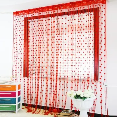 Picture of Love Heart Shaped Net Curtain/Porda -  Porda pink Red Purple