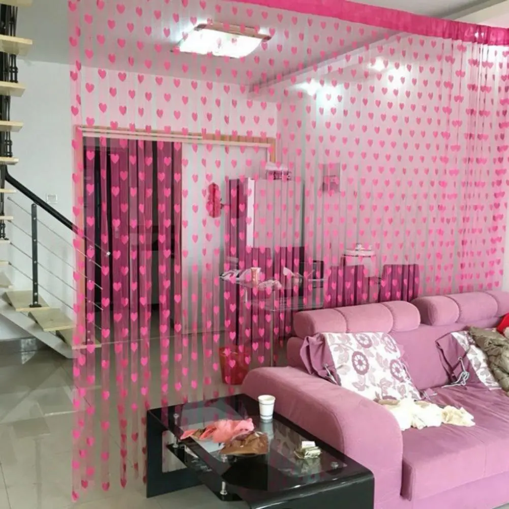 Picture of Love Heart Shaped Net Curtain/Porda -  Porda pink Red Purple