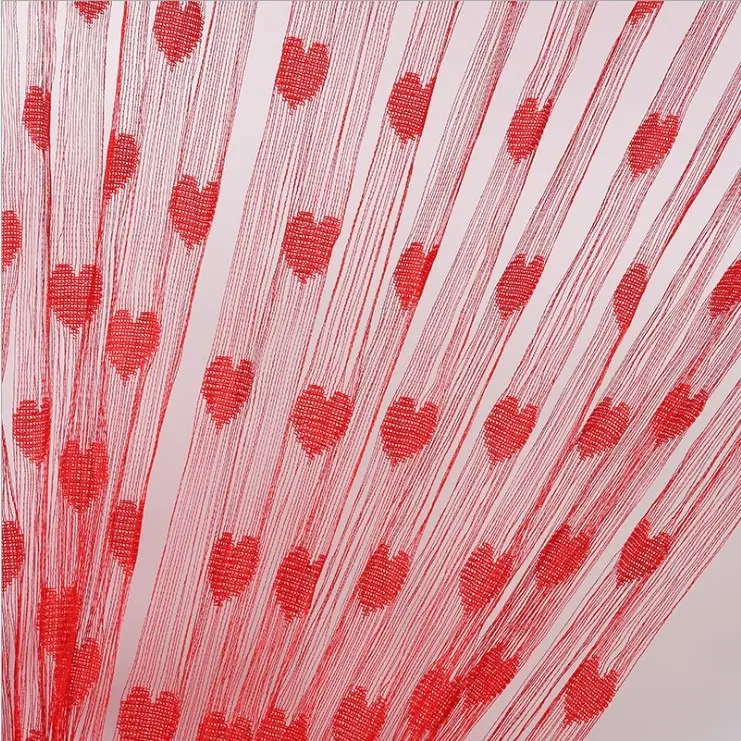 Picture of Love Heart Shaped Net Curtain/Porda -  Porda pink Red Purple