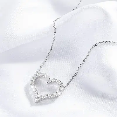 Picture of Love Shape Pendant Necklace for Women and Girls, Gold Plated Titanium Chain, Stylish and Elegant Design