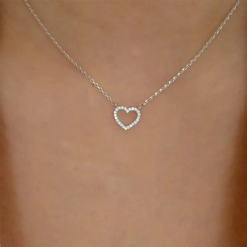 Picture of Love Shape Pendant Necklace for Women and Girls, Gold Plated Titanium Chain, Stylish and Elegant Design
