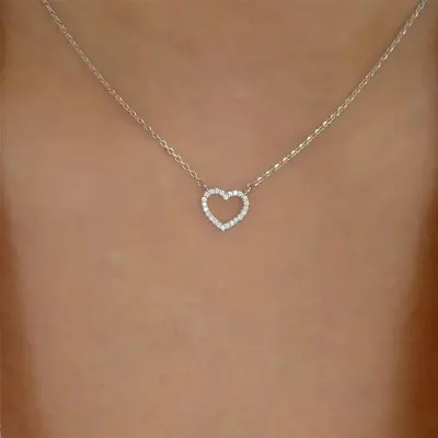 Picture of Love Shape Pendant Necklace for Women and Girls, Gold Plated Titanium Chain, Stylish and Elegant Design