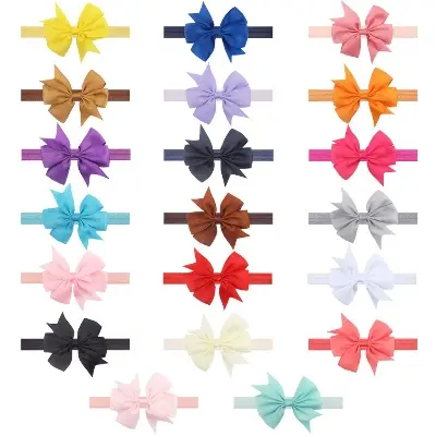 Picture of Baby Girls Grosgrain Ribbon Hair Bows Headbands