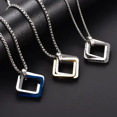 Picture of New Pendant Necklace For Men Stainless Steel Chain Necklace For Men