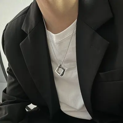 Picture of New Pendant Necklace For Men Stainless Steel Chain Necklace For Men