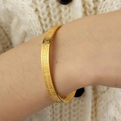 Picture of Ayatul Kursi Bracelet for Men Islamic Bracelet with Black Rhinestone Charm Muslim Jewelry