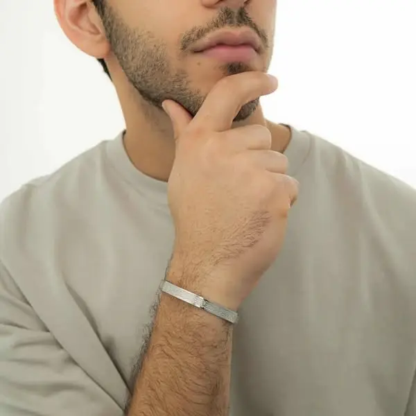 Picture of Ayatul Kursi Bracelet for Men Islamic Bracelet with Black Rhinestone Charm Muslim Jewelry