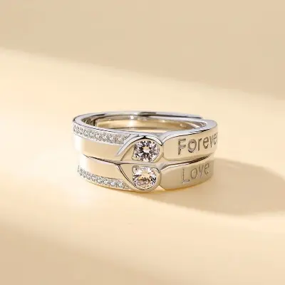 Picture of Couple Ring Set 2 Pcs King And Queen Design Bands for Men And Women Wedding Engagement Rings Jewelry