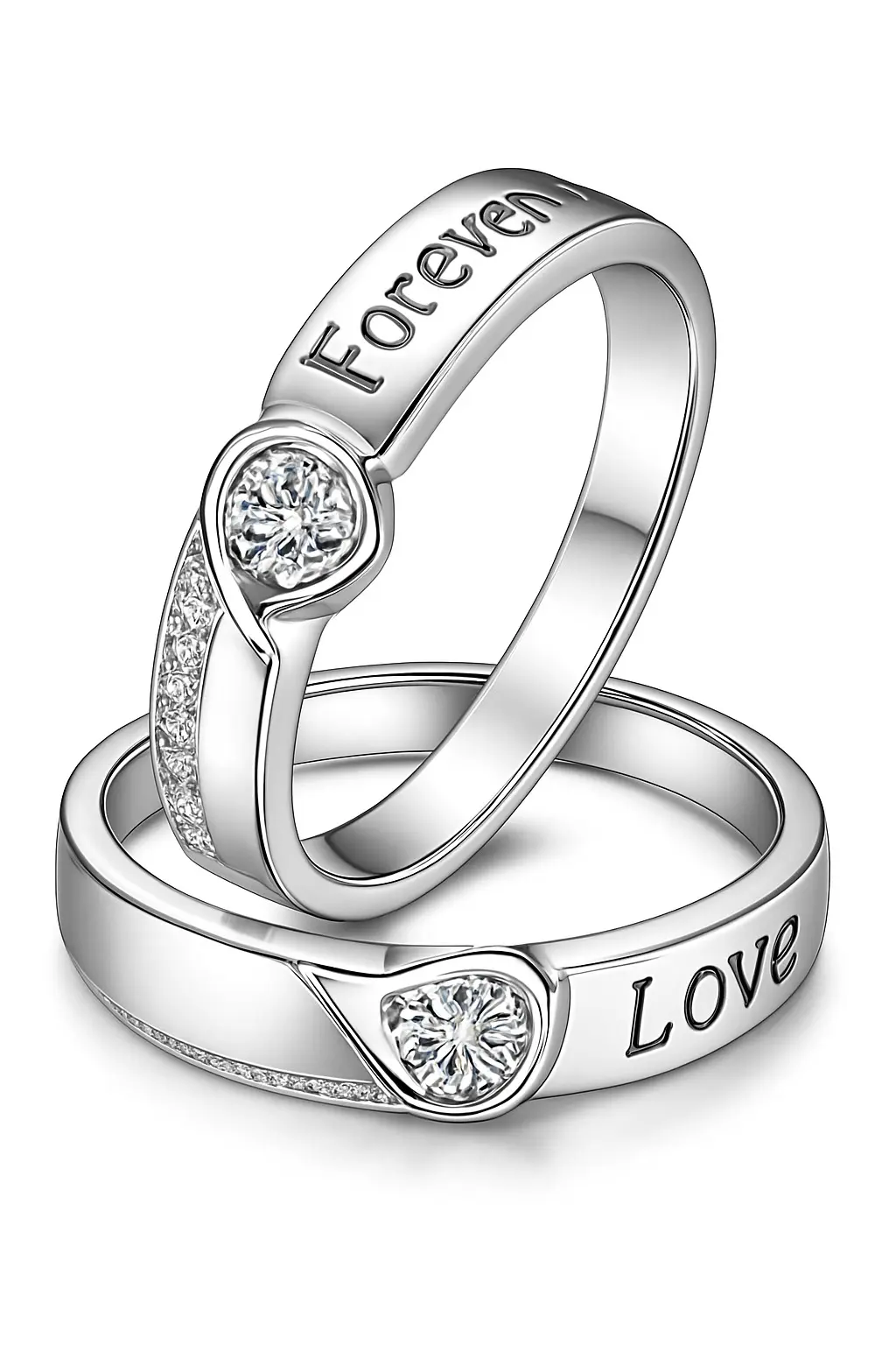 Picture of Couple Ring Set 2 Pcs King And Queen Design Bands for Men And Women Wedding Engagement Rings Jewelry