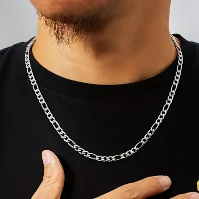 Picture of Viking Wolf Raven Pendant Necklace for Men Stainless Steel Geometric Chain