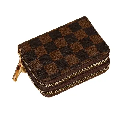 Picture of double zipper Credit Card Case Holder Wallet with ID Window Zipper Small