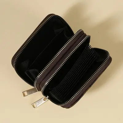 Picture of double zipper Credit Card Case Holder Wallet with ID Window Zipper Small