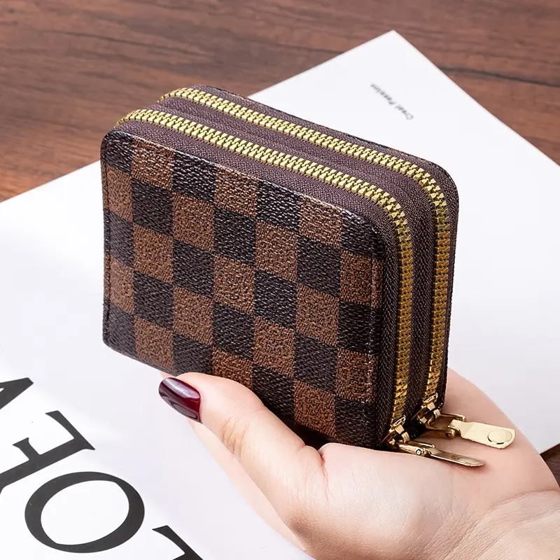 Picture of double zipper Credit Card Case Holder Wallet with ID Window Zipper Small