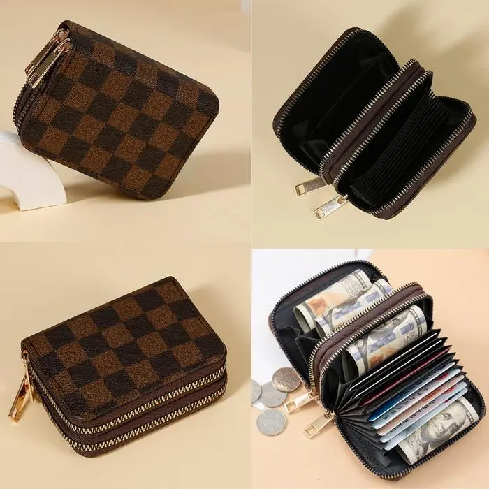 Picture of double zipper Credit Card Case Holder Wallet with ID Window Zipper Small