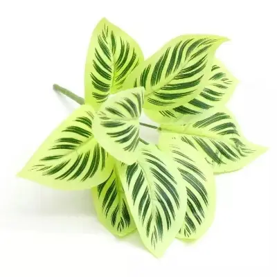 Picture of Tabletop Artificial Green & White Leaf Plant