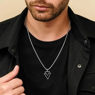 Picture of Stylish Geometric Triangle Nacklace for Men