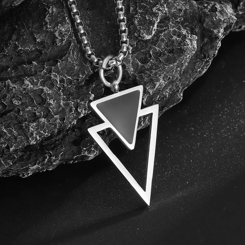 Picture of Stylish Geometric Triangle Nacklace for Men