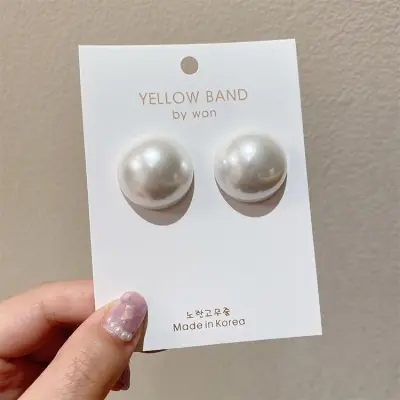 Picture of Korean Fashion Simple Big Pearl Stud Earrings