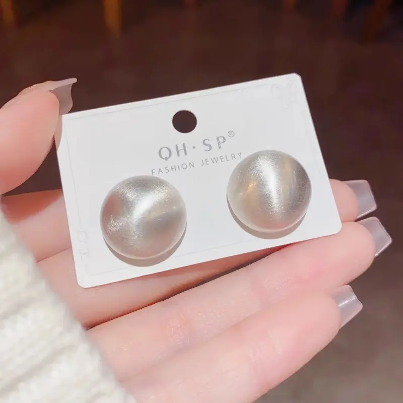 Picture of Korean Fashion Simple Big Pearl Stud Earrings