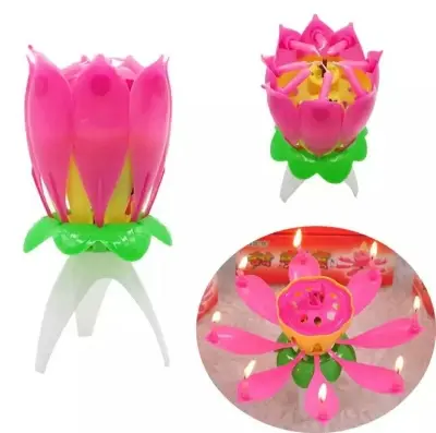 Picture of Lotus Flower Birthday Music Candle(Small Size)