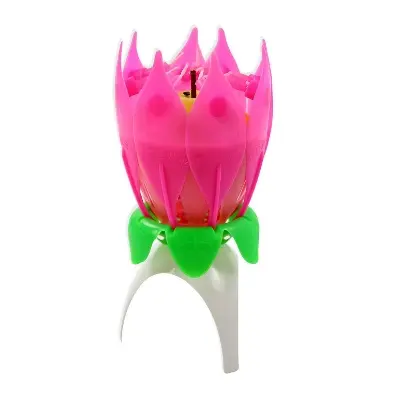 Picture of Lotus Flower Birthday Music Candle Big size