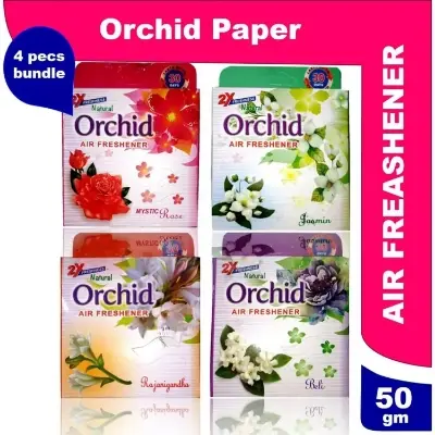 Picture of 4 Pcs Orchid Air Freshener Bundle of 4 Different Scent Natural Scented Bathroom Air Freshener (Rose + Rajanigandha + Beli + Jasmine)