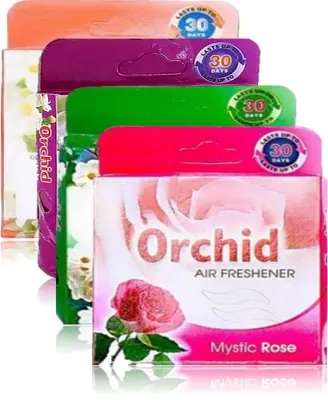Picture of 4 Pcs Orchid Air Freshener Bundle of 4 Different Scent Natural Scented Bathroom Air Freshener (Rose + Rajanigandha + Beli + Jasmine)