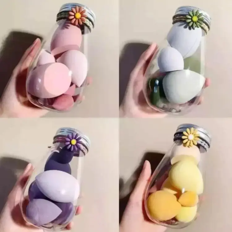 Picture of 6pcs Beauty Blender Sponge Makeup Puff Set With Bottle, Makeup Sponge Blending Puff