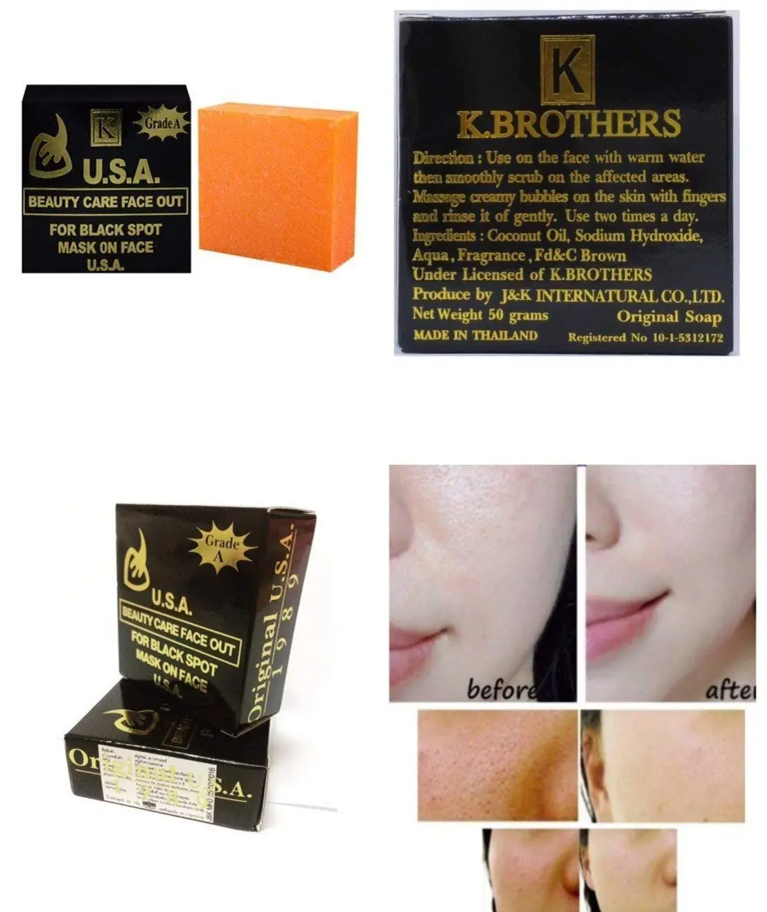 Picture of K.Brothers Black Bar Soap 50gm (Made in Thailand)(Fresh)