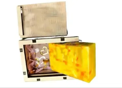 Picture of Hand Made Goat Milk Jafran Soap With Wooden Box 100g(Floral)