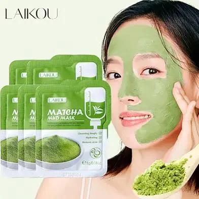 Picture of Laikou Matcha Mud Face Mask Anti Wrinkle Night Facial Packs Skin Clean Dark Circle Moisturize Anti-Aging Skin Care(2pcs)