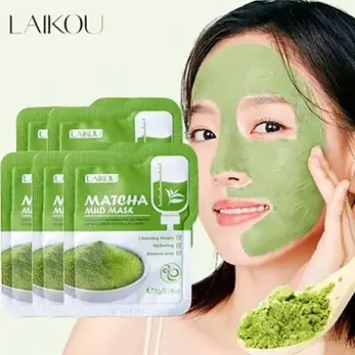 Picture of Laikou Matcha Mud Face Mask Anti Wrinkle Night Facial Packs Skin Clean Dark Circle Moisturize Anti-Aging Skin Care(12pcs)