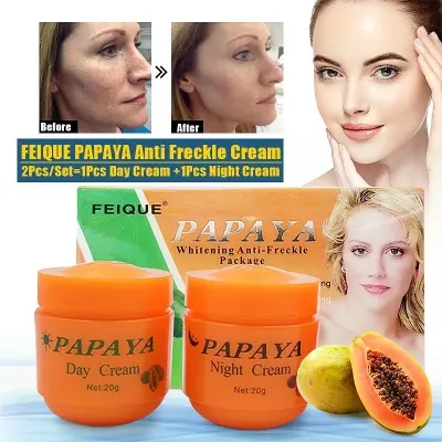 Picture of FEIQUE Papaya Cream For Face Anti Freckle Day Cream + Night Cream + Pearl Cream