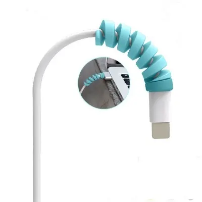 Picture of Universal Twist Charging Cable Protector Saver Cover For USB Charger Cable Cord Protective Sleeve For Phones Computer 10piece(Blue)